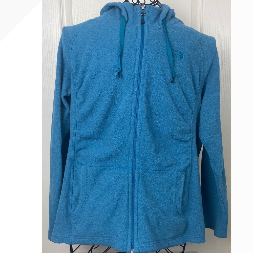 The North Face Womens Blue Full Zip Fleece Hoodie Jacket Size Large L Fall Layer